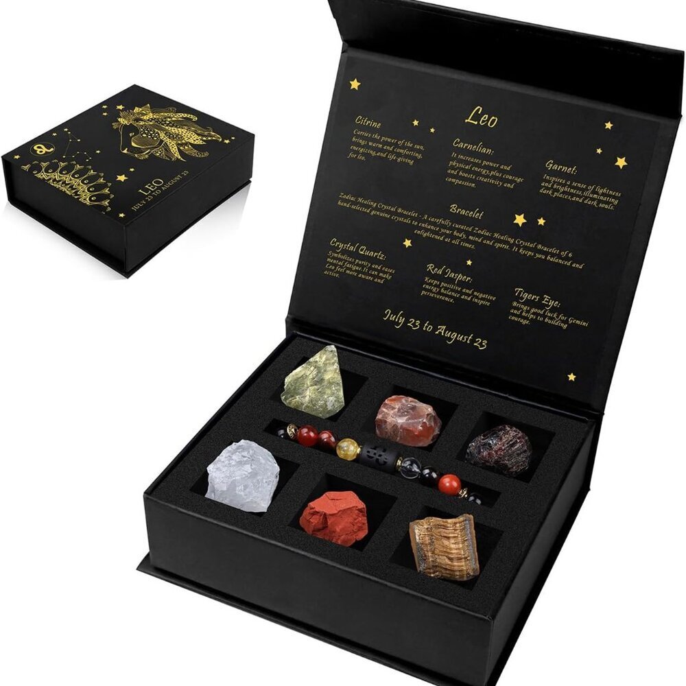 Zodiac Crystal Set for Leo Healing Stones Birthstone Jewelry Gift